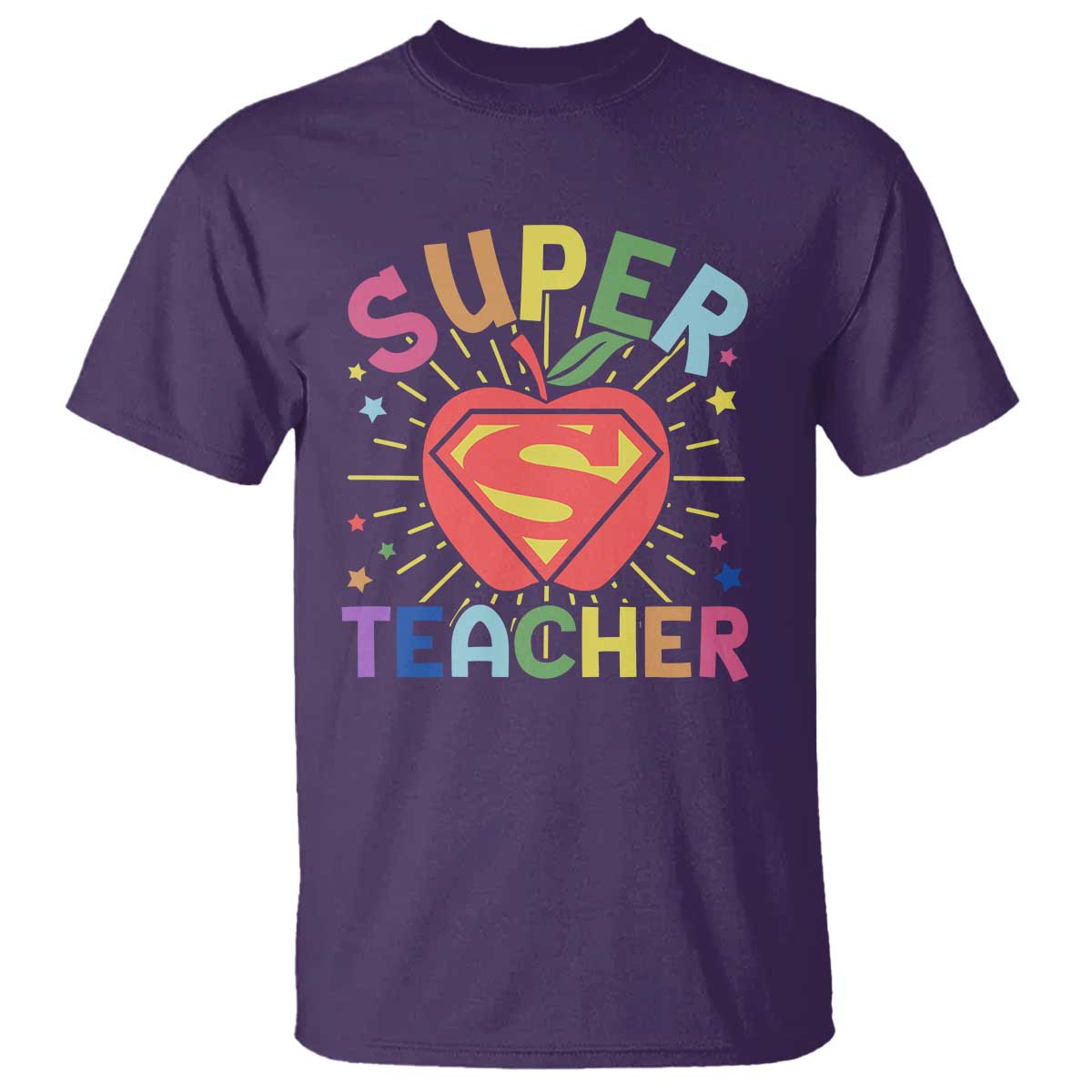 Funny Super Teacher Superhero Apple T Shirt - Wonder Print Shop