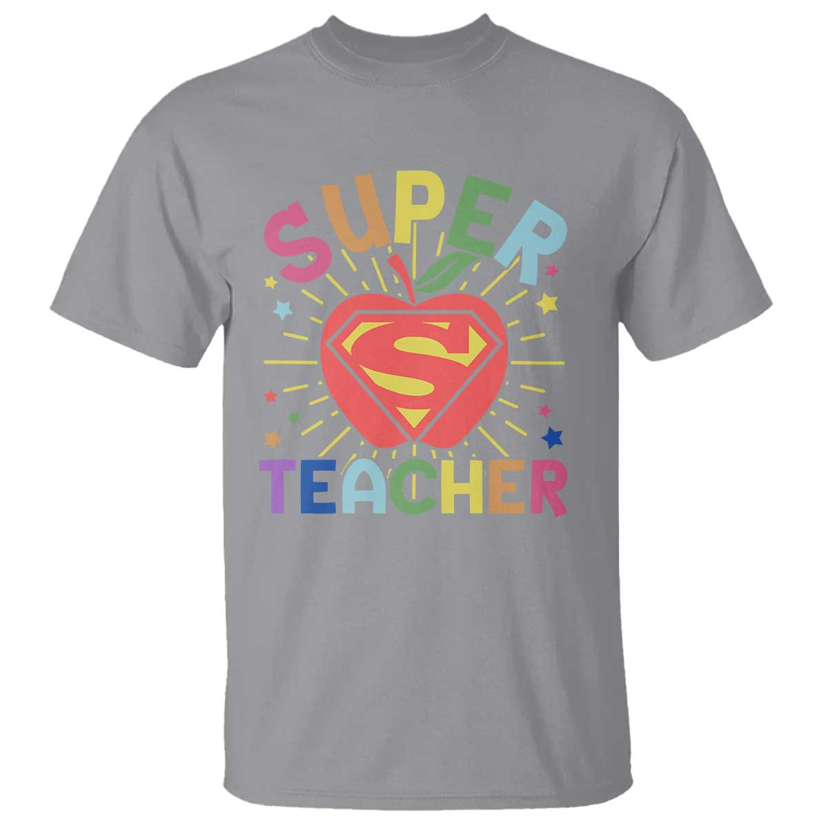 Funny Super Teacher Superhero Apple T Shirt - Wonder Print Shop