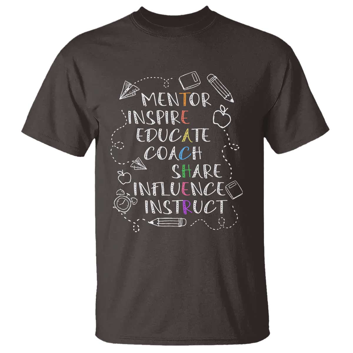 Teacher Mentor Inspire Educate Coach T Shirt - Wonder Print Shop