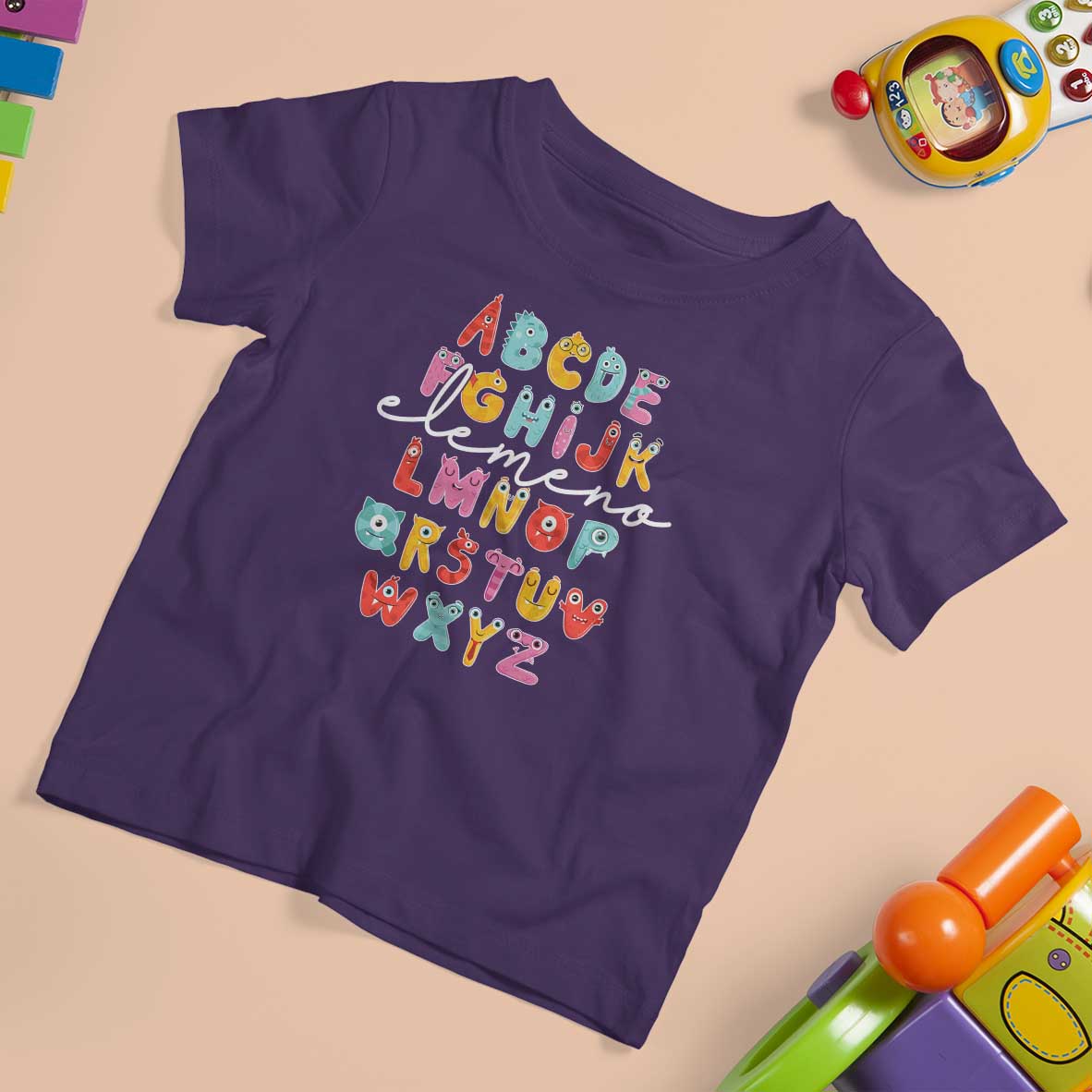 Teacher Alphabet Elemeno Cute Little Monster T Shirt For Kid - Wonder Print Shop