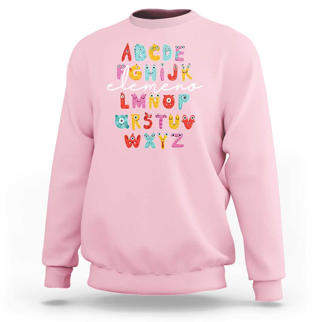 Teacher Alphabet Elemeno Cute Little Monster Sweatshirt - Wonder Print Shop