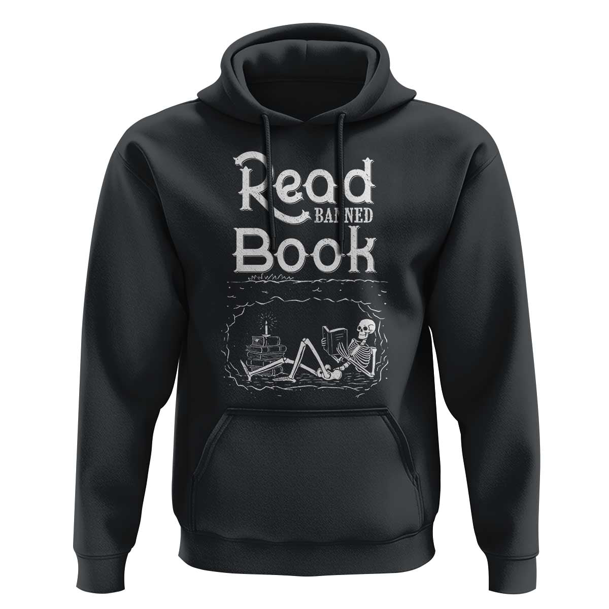 Funny Book Lover Hoodie Read Banned Books Skeleton - Wonder Print Shop