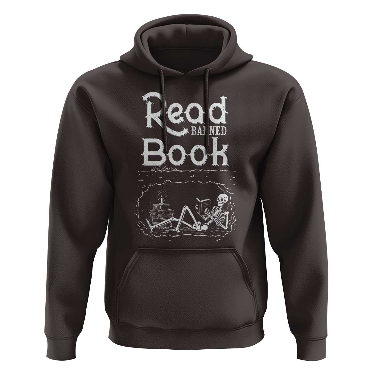 Funny Book Lover Hoodie Read Banned Books Skeleton - Wonder Print Shop