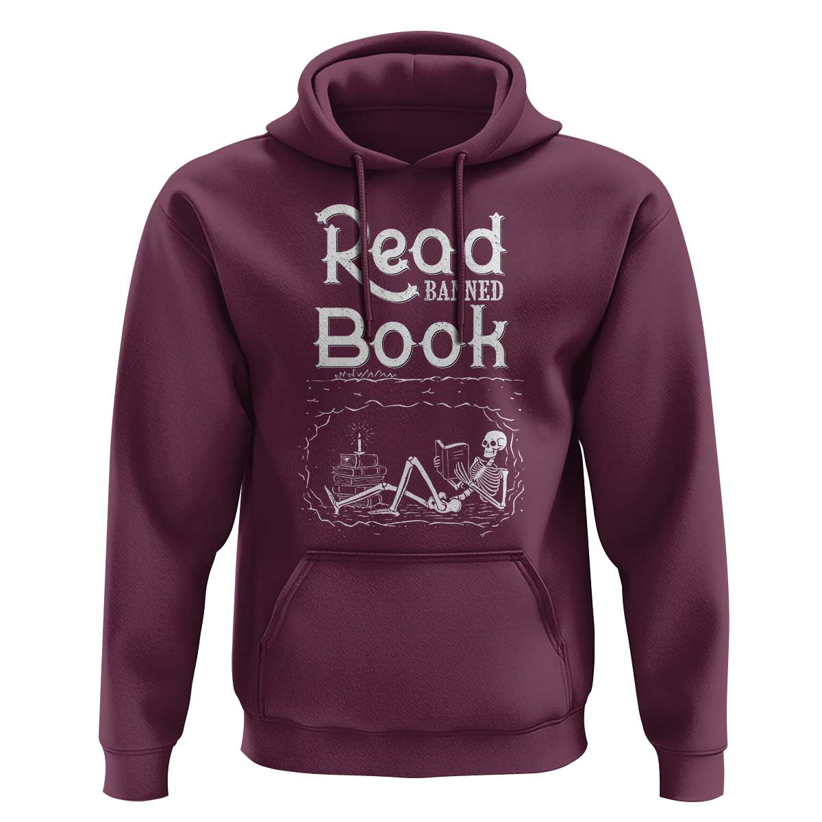 Funny Book Lover Hoodie Read Banned Books Skeleton - Wonder Print Shop