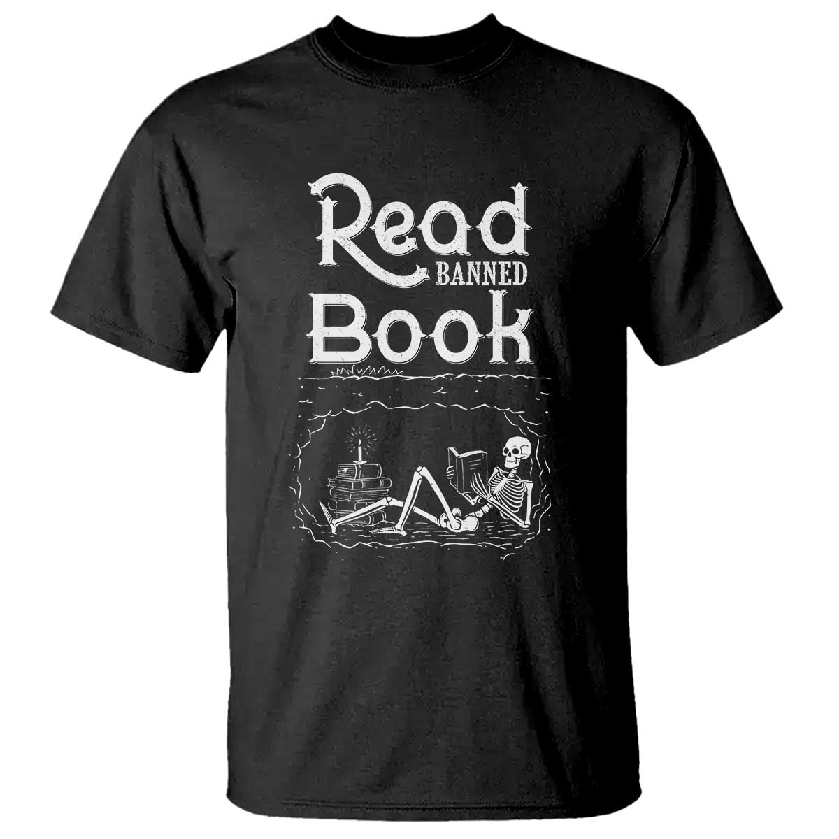 Funny Book Lover T Shirt Read Banned Books Skeleton - Wonder Print Shop