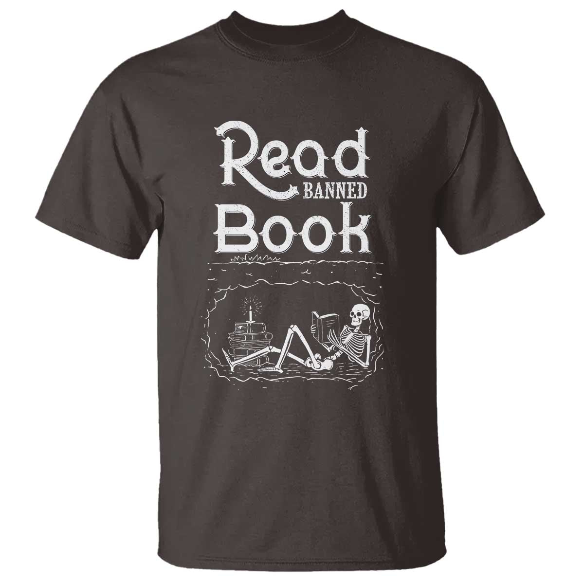 Funny Book Lover T Shirt Read Banned Books Skeleton - Wonder Print Shop
