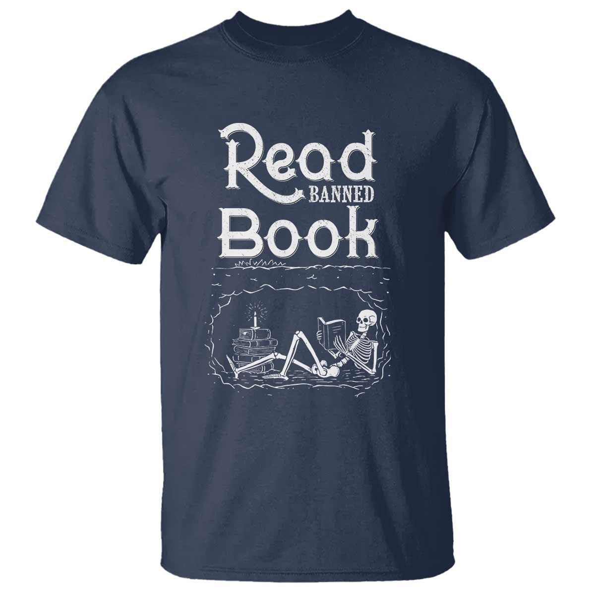 Funny Book Lover T Shirt Read Banned Books Skeleton - Wonder Print Shop