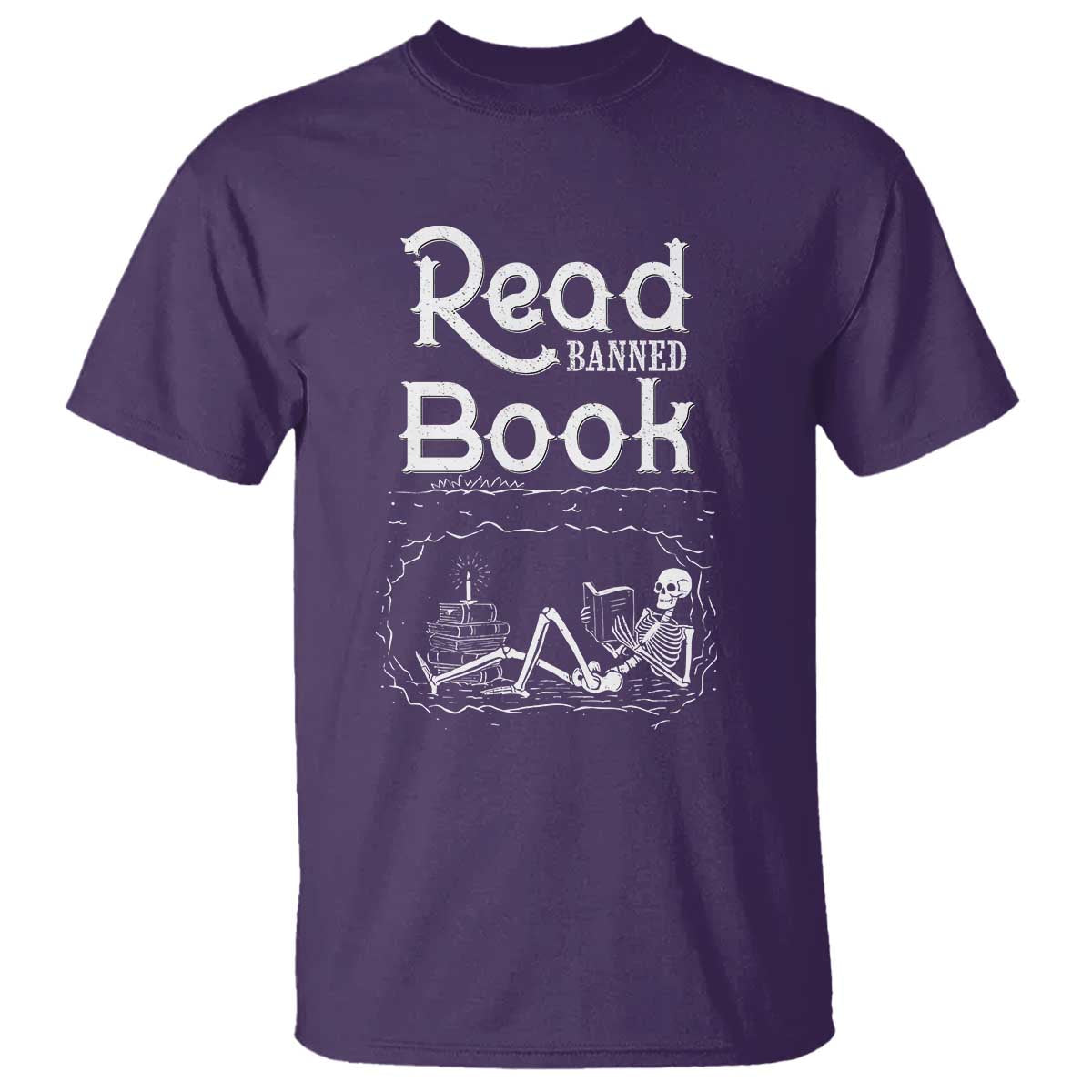 Funny Book Lover T Shirt Read Banned Books Skeleton - Wonder Print Shop