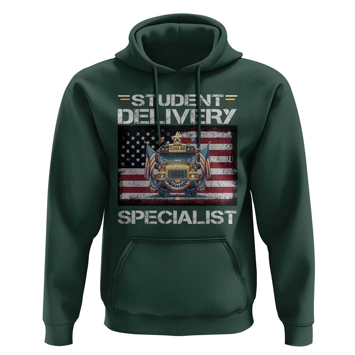 School Bus Driver Hoodie Student Delivery Specialist American Flag - Wonder Print Shop