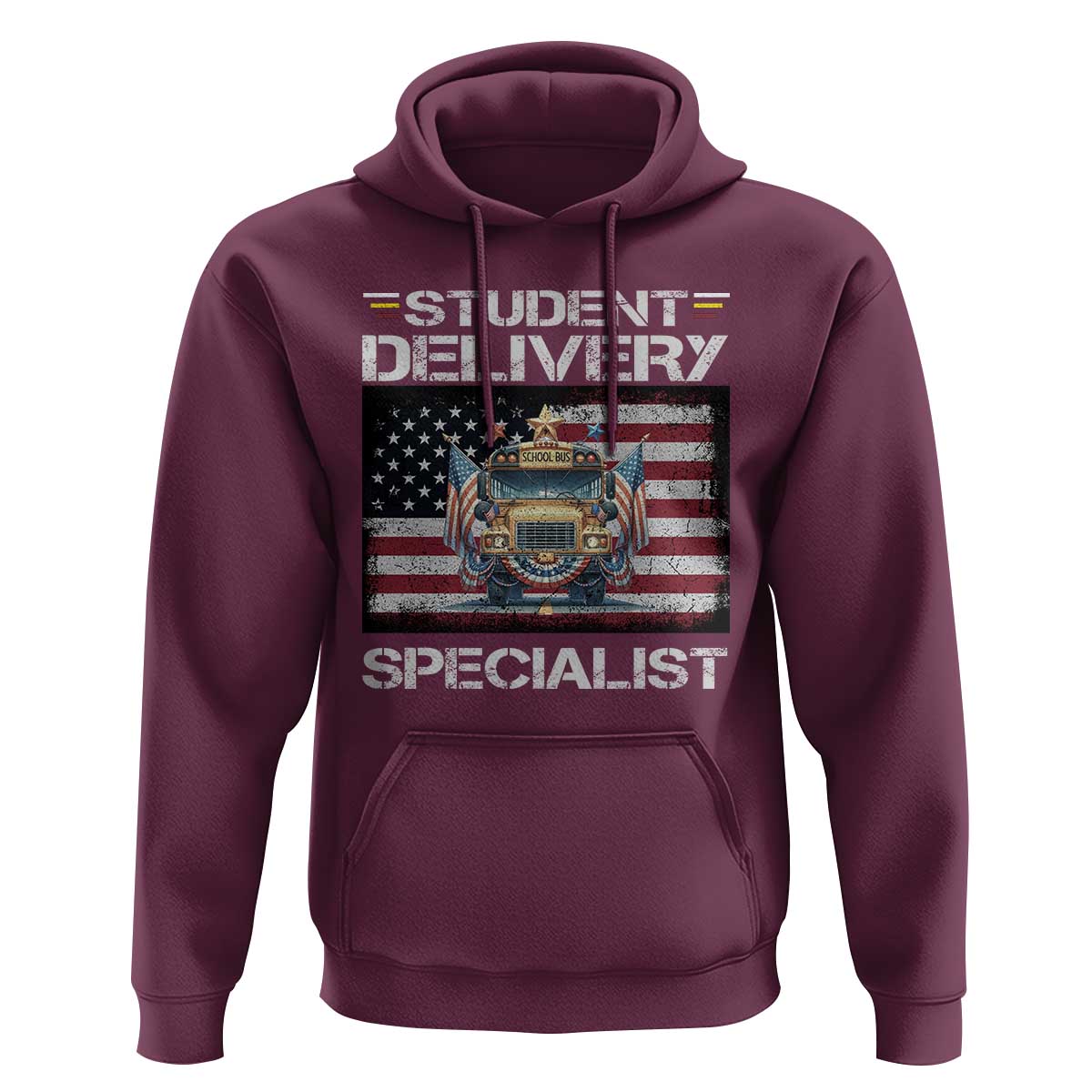 School Bus Driver Hoodie Student Delivery Specialist American Flag - Wonder Print Shop