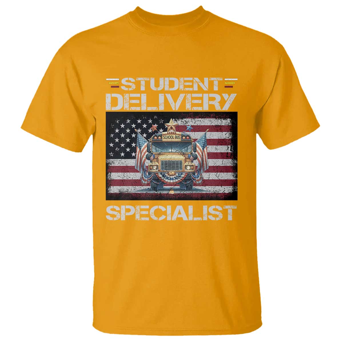 School Bus Driver T Shirt Student Delivery Specialist American Flag - Wonder Print Shop