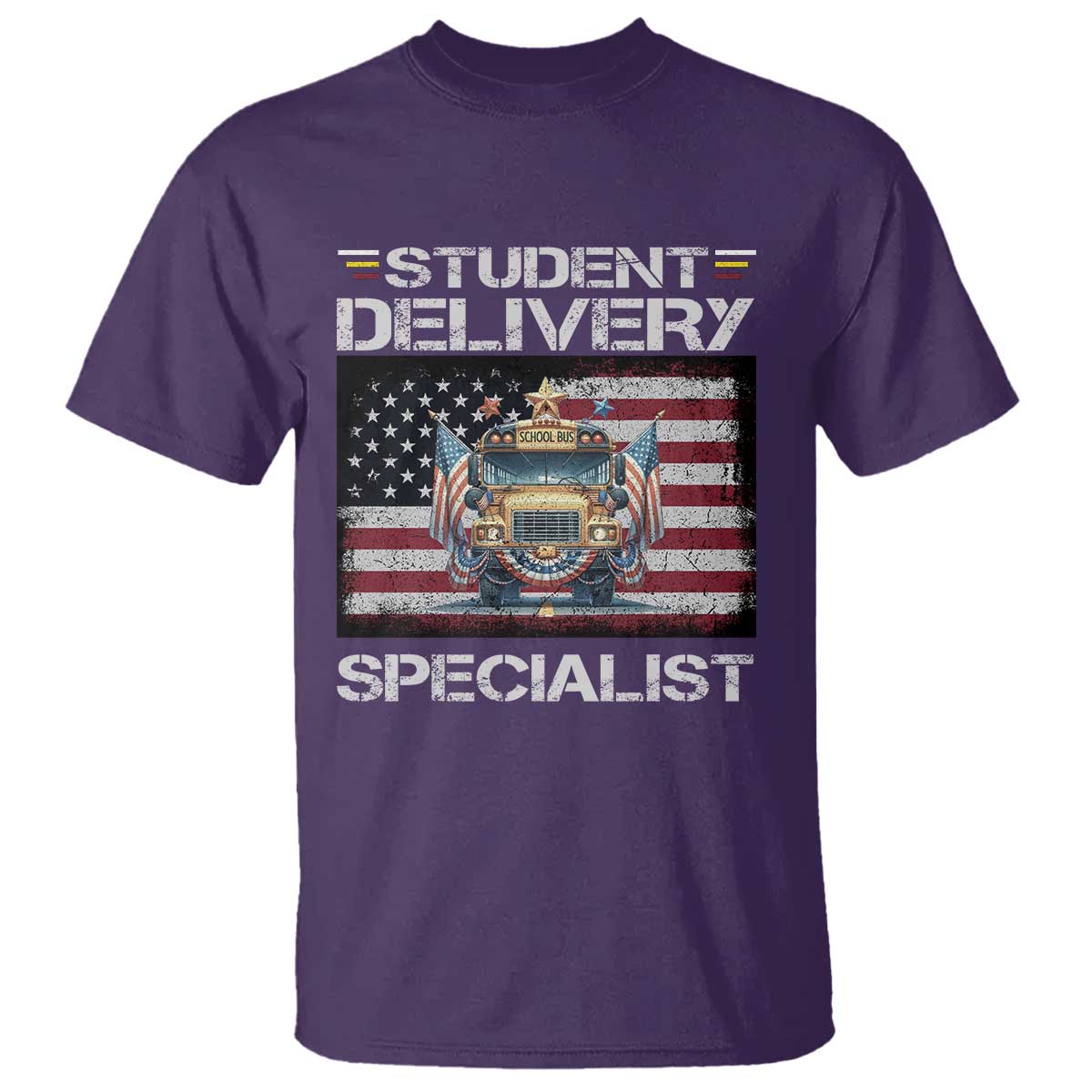 School Bus Driver T Shirt Student Delivery Specialist American Flag - Wonder Print Shop
