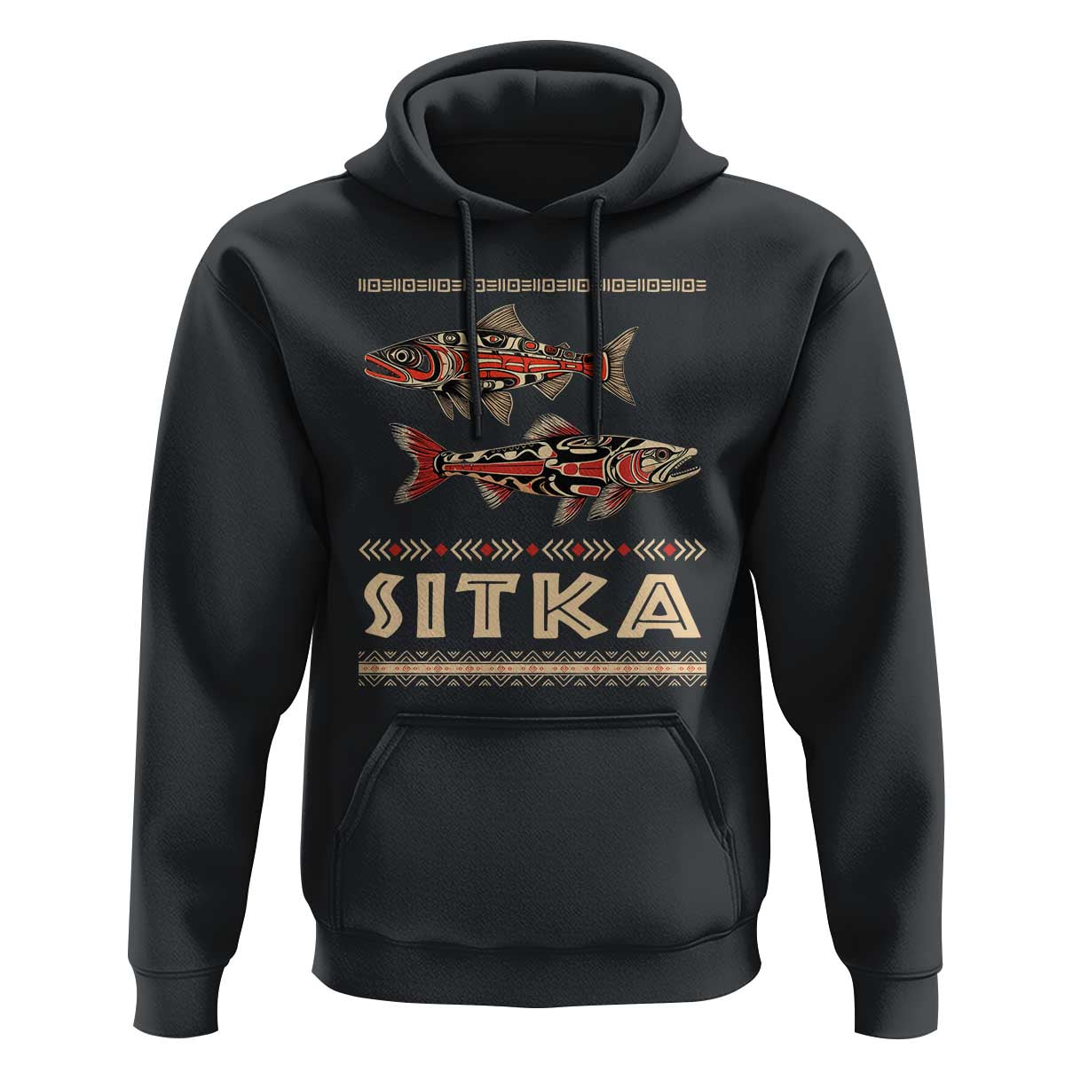 Native American Alaska Hoodie Sitka Salmon Fishermen Art - Wonder Print Shop