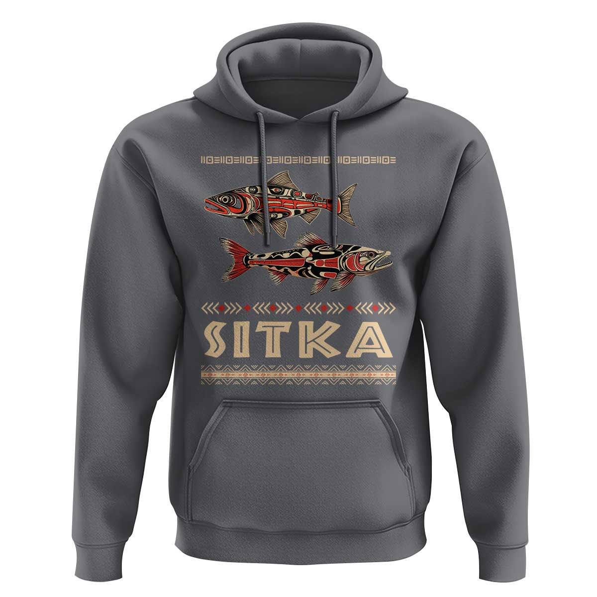 Native American Alaska Hoodie Sitka Salmon Fishermen Art - Wonder Print Shop