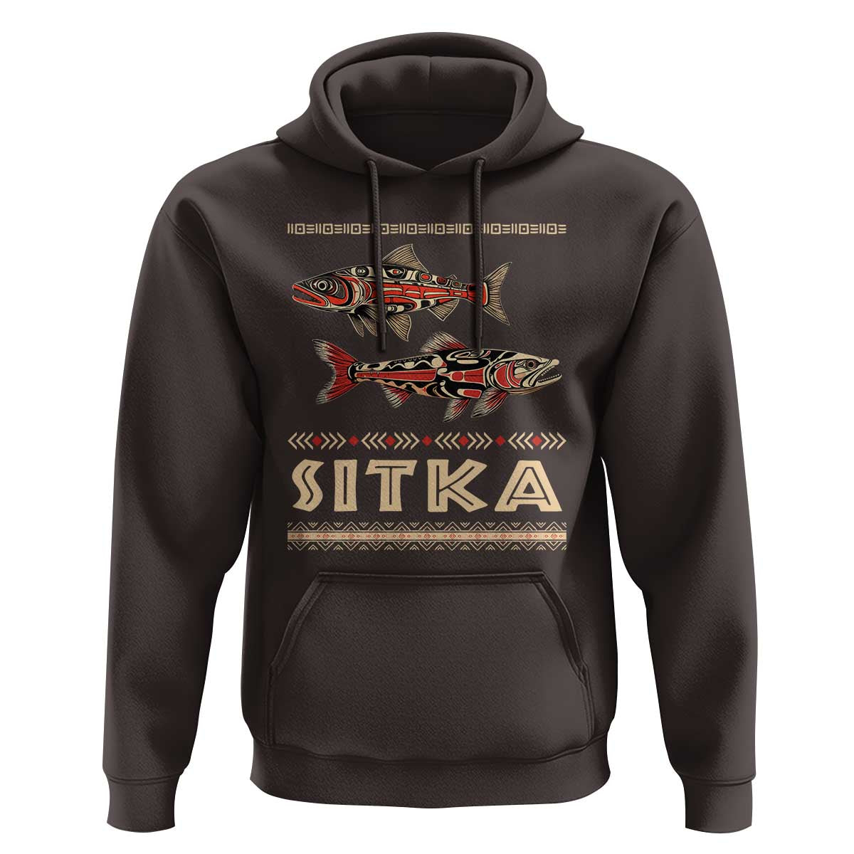 Native American Alaska Hoodie Sitka Salmon Fishermen Art - Wonder Print Shop
