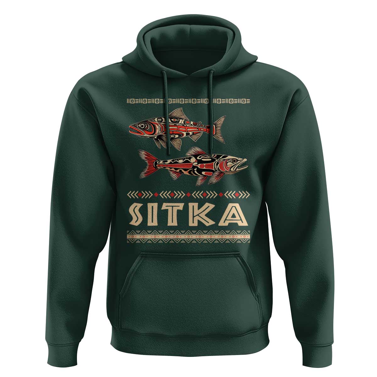 Native American Alaska Hoodie Sitka Salmon Fishermen Art - Wonder Print Shop