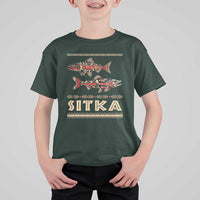 Native American Alaska T Shirt For Kid Sitka Salmon Fishermen Art - Wonder Print Shop