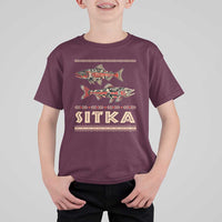 Native American Alaska T Shirt For Kid Sitka Salmon Fishermen Art - Wonder Print Shop