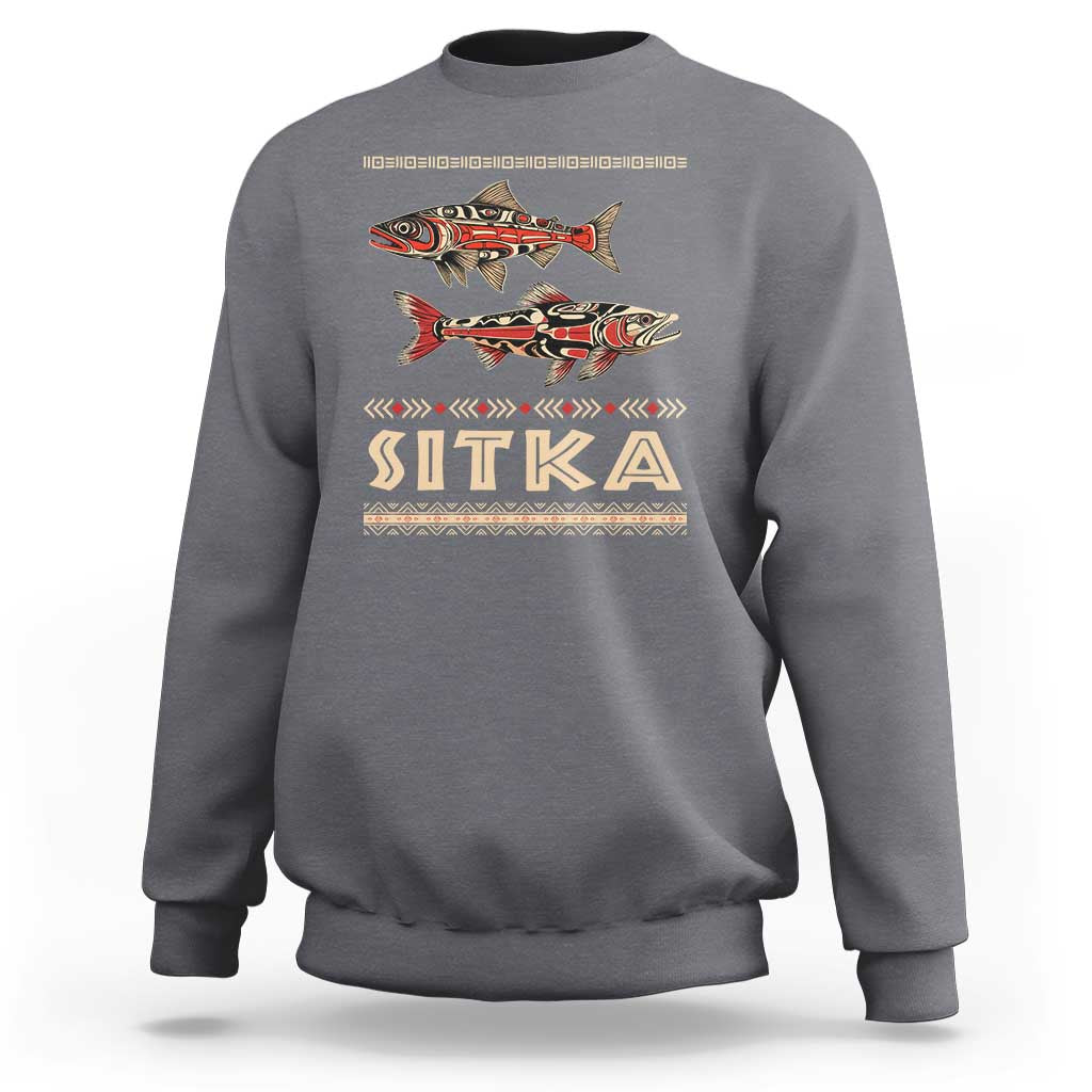 Native American Alaska Sweatshirt Sitka Salmon Fishermen Art - Wonder Print Shop