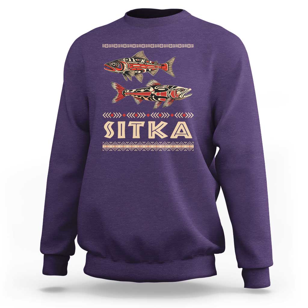 Native American Alaska Sweatshirt Sitka Salmon Fishermen Art - Wonder Print Shop