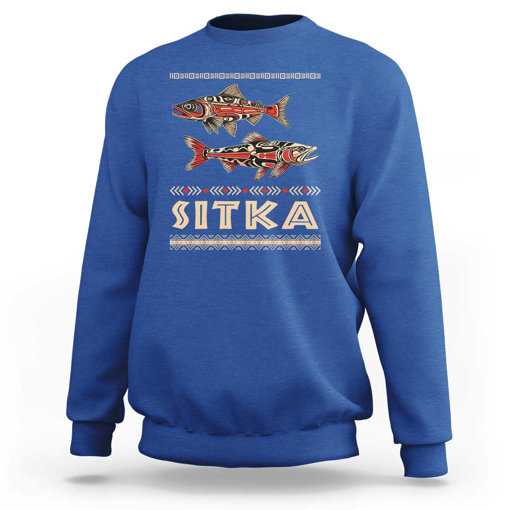 Native American Alaska Sweatshirt Sitka Salmon Fishermen Art - Wonder Print Shop