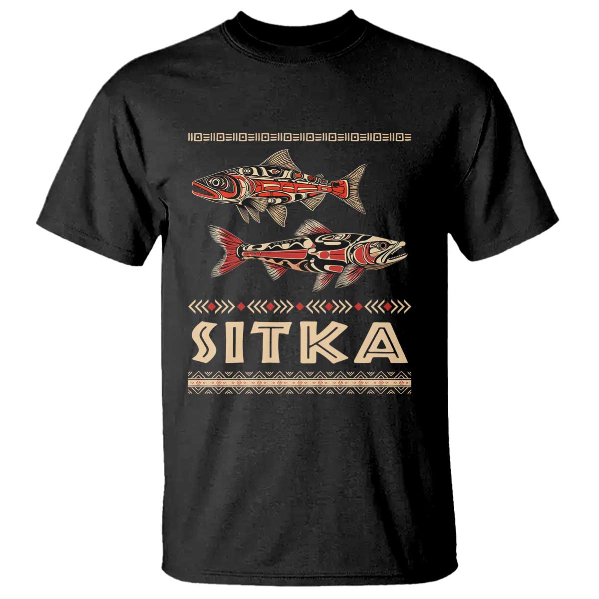 Native American Alaska T Shirt Sitka Salmon Fishermen Art - Wonder Print Shop