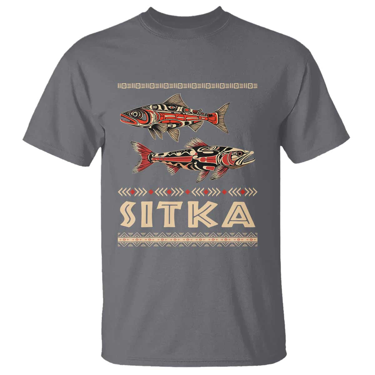 Native American Alaska T Shirt Sitka Salmon Fishermen Art - Wonder Print Shop