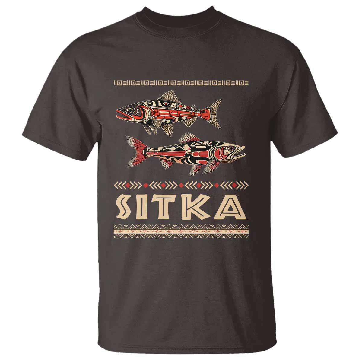 Native American Alaska T Shirt Sitka Salmon Fishermen Art - Wonder Print Shop