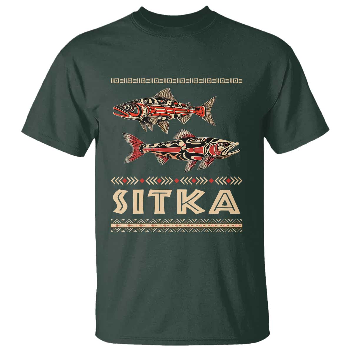 Native American Alaska T Shirt Sitka Salmon Fishermen Art - Wonder Print Shop