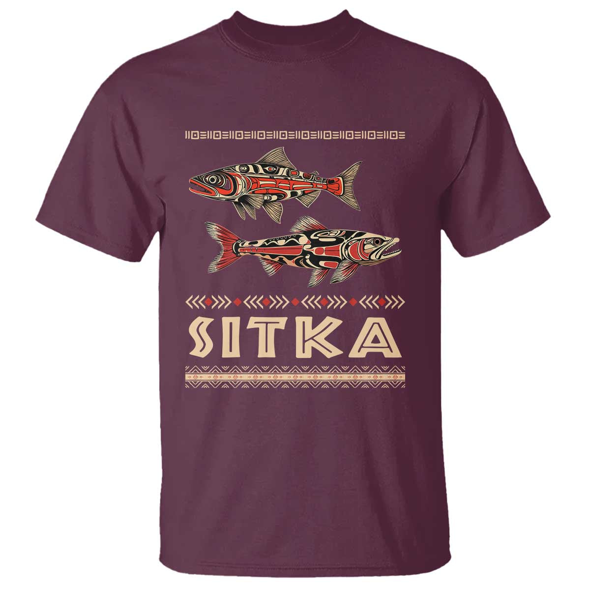 Native American Alaska T Shirt Sitka Salmon Fishermen Art - Wonder Print Shop