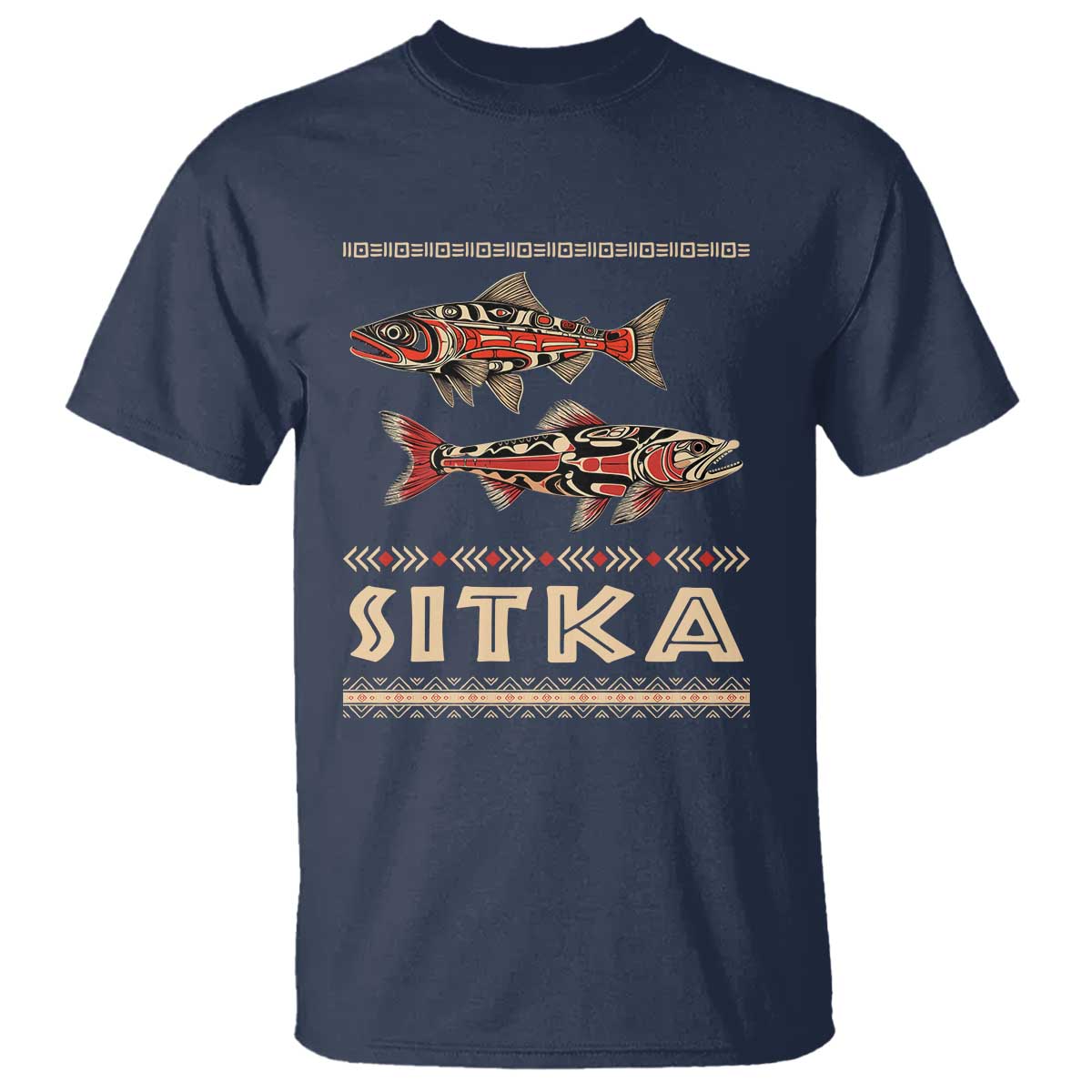 Native American Alaska T Shirt Sitka Salmon Fishermen Art - Wonder Print Shop
