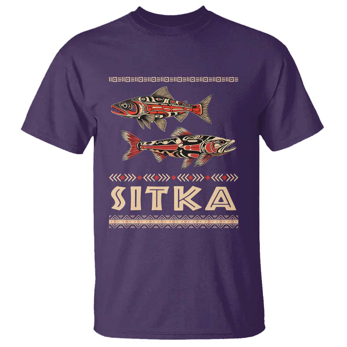 Native American Alaska T Shirt Sitka Salmon Fishermen Art - Wonder Print Shop