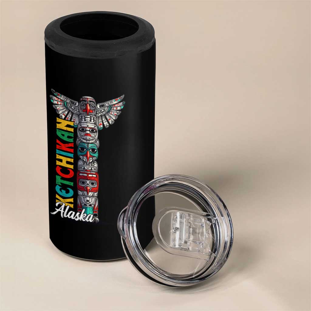 Native American Alaska 4 in 1 Can Cooler Tumbler Ketchikan Totem Pole