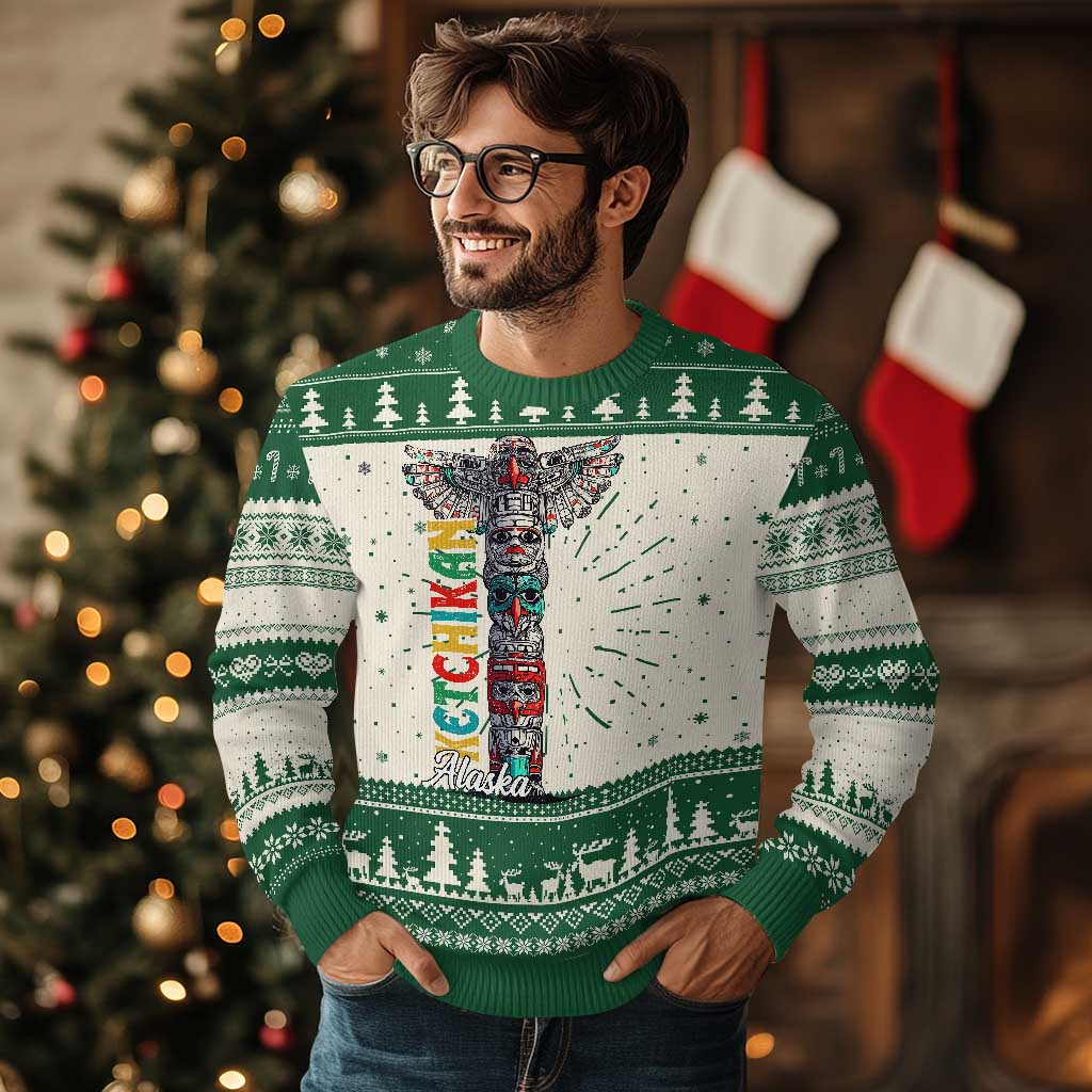 Native American Alaska Ugly Christmas Sweater Ketchikan Totem Pole - Wonder Print Shop