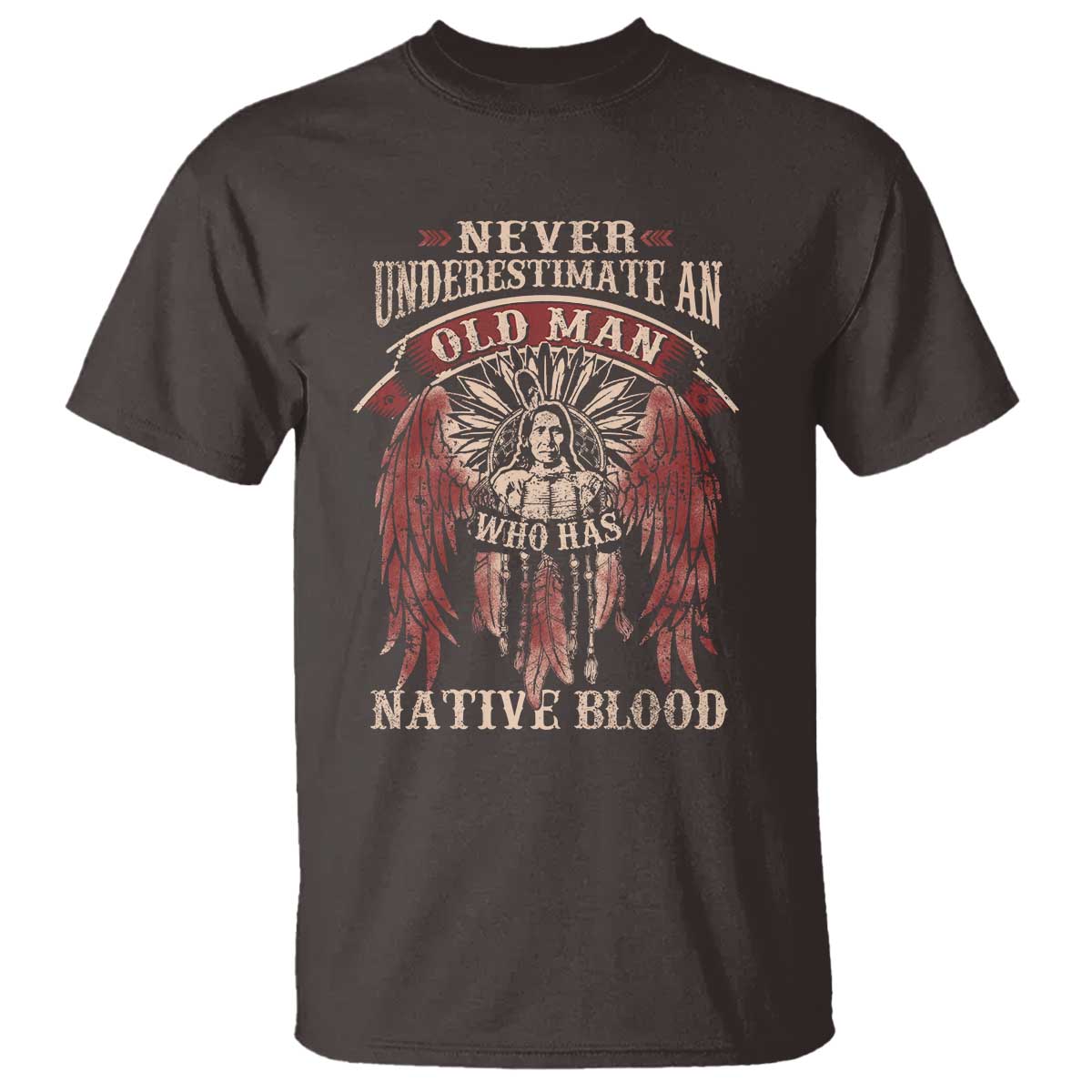 Never Underestimate An Old Man Who Has Native Blood T Shirt - Wonder Print Shop