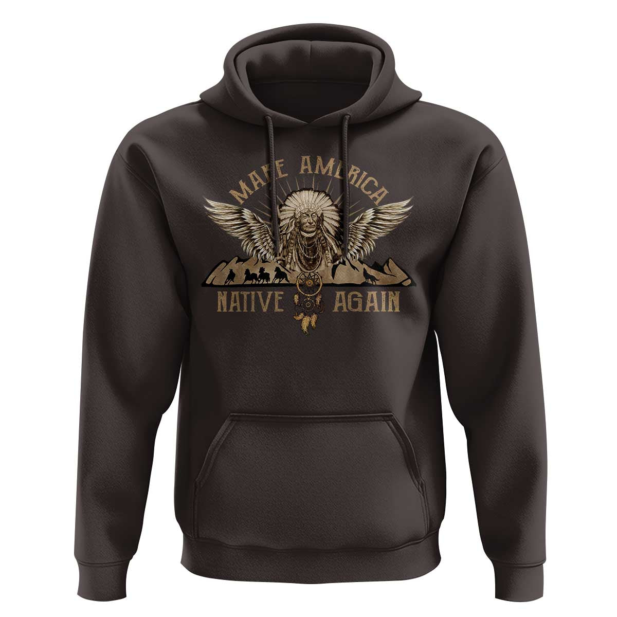 Native American Hoodie Make America Native Again Wild Life - Wonder Print Shop