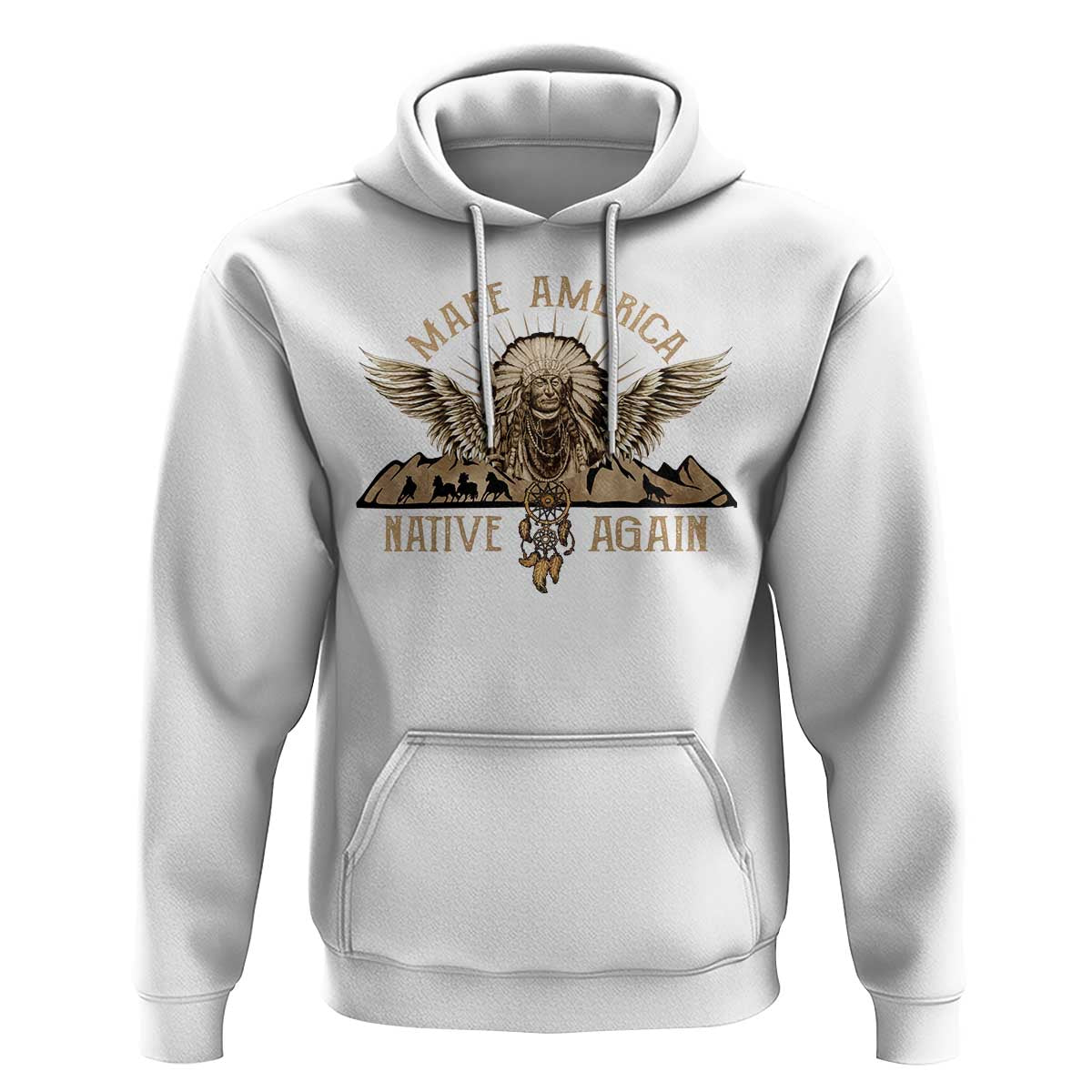 Native American Hoodie Make America Native Again Wild Life - Wonder Print Shop