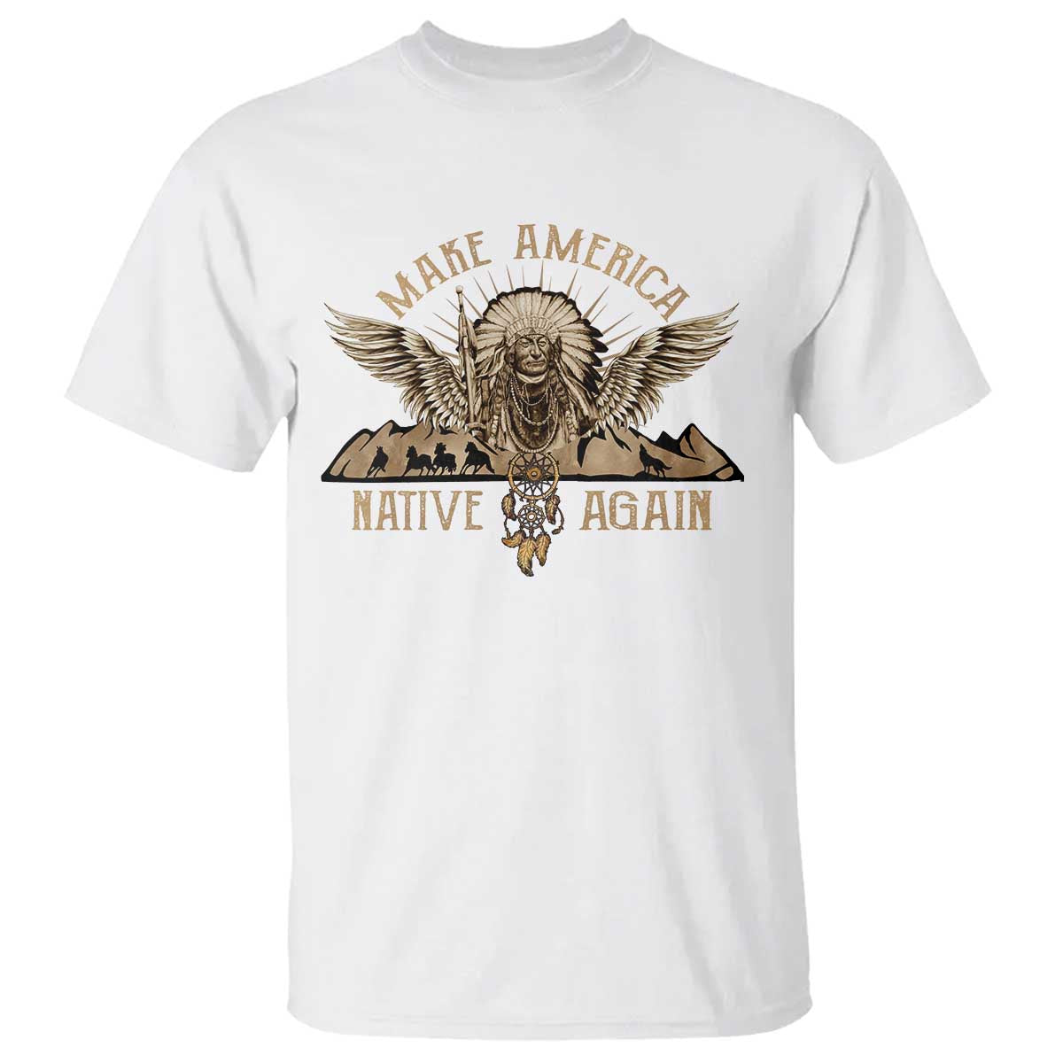 Native American T Shirt Make America Native Again Wild Life - Wonder Print Shop