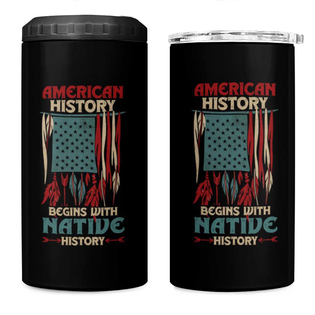 Make America Native Again America Flag 4 in 1 Can Cooler Tumbler