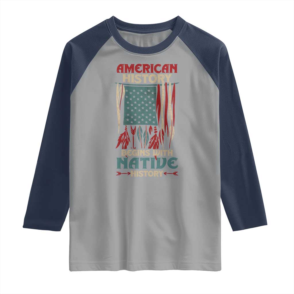 Make America Native Again America Flag Raglan Shirt