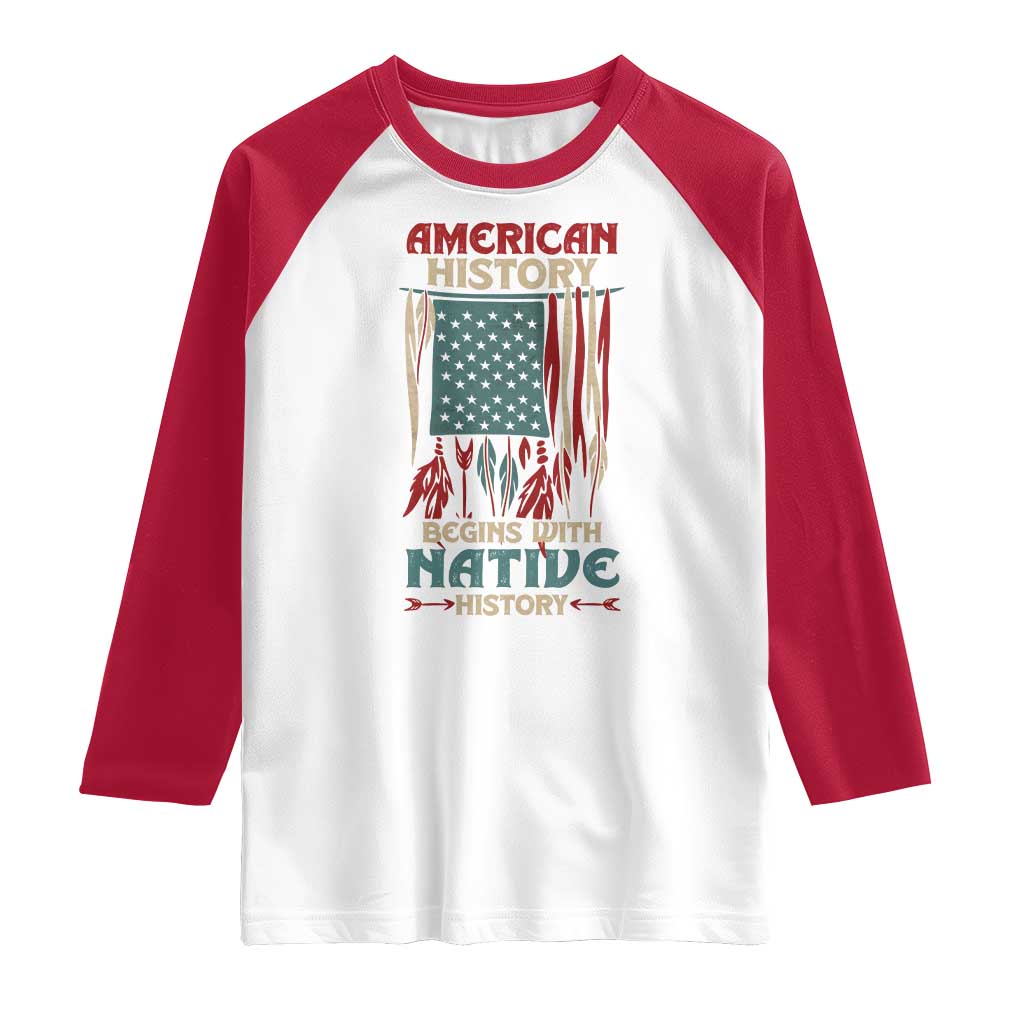 Make America Native Again America Flag Raglan Shirt
