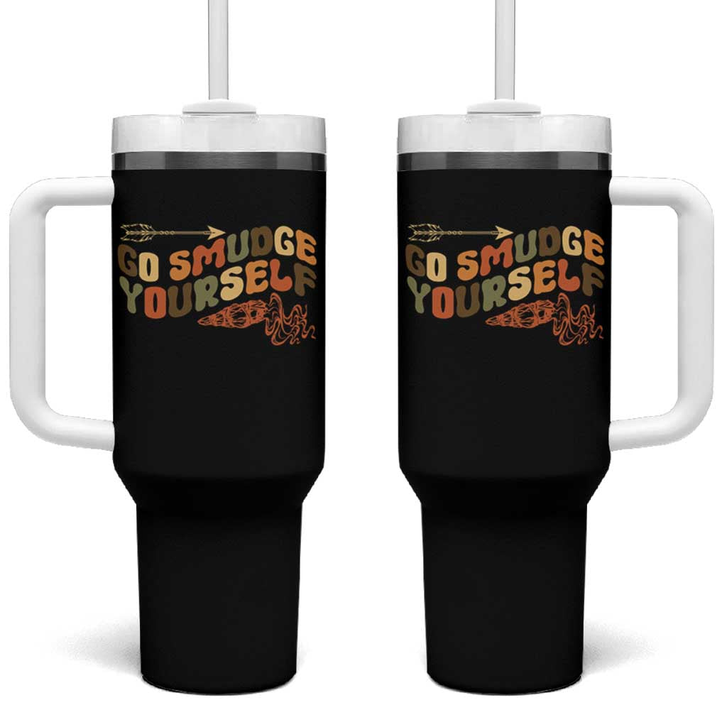 Native American Tumbler With Handle Go Smudge Yourself Retro