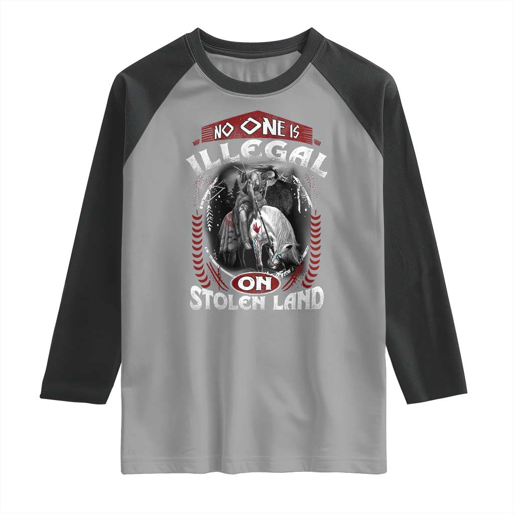 Native American Raglan Shirt No One Is Illegal On Stolen Land