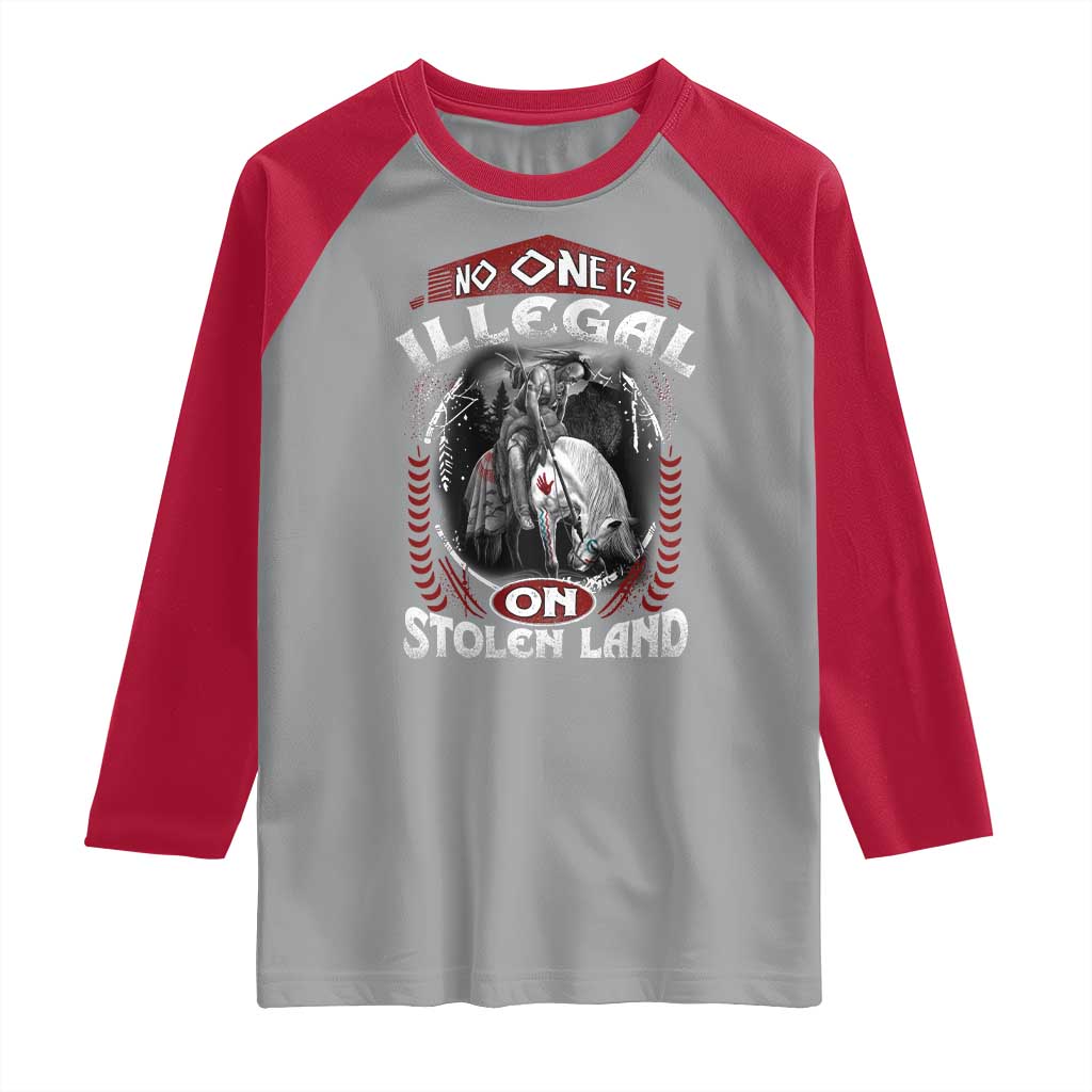 Native American Raglan Shirt No One Is Illegal On Stolen Land
