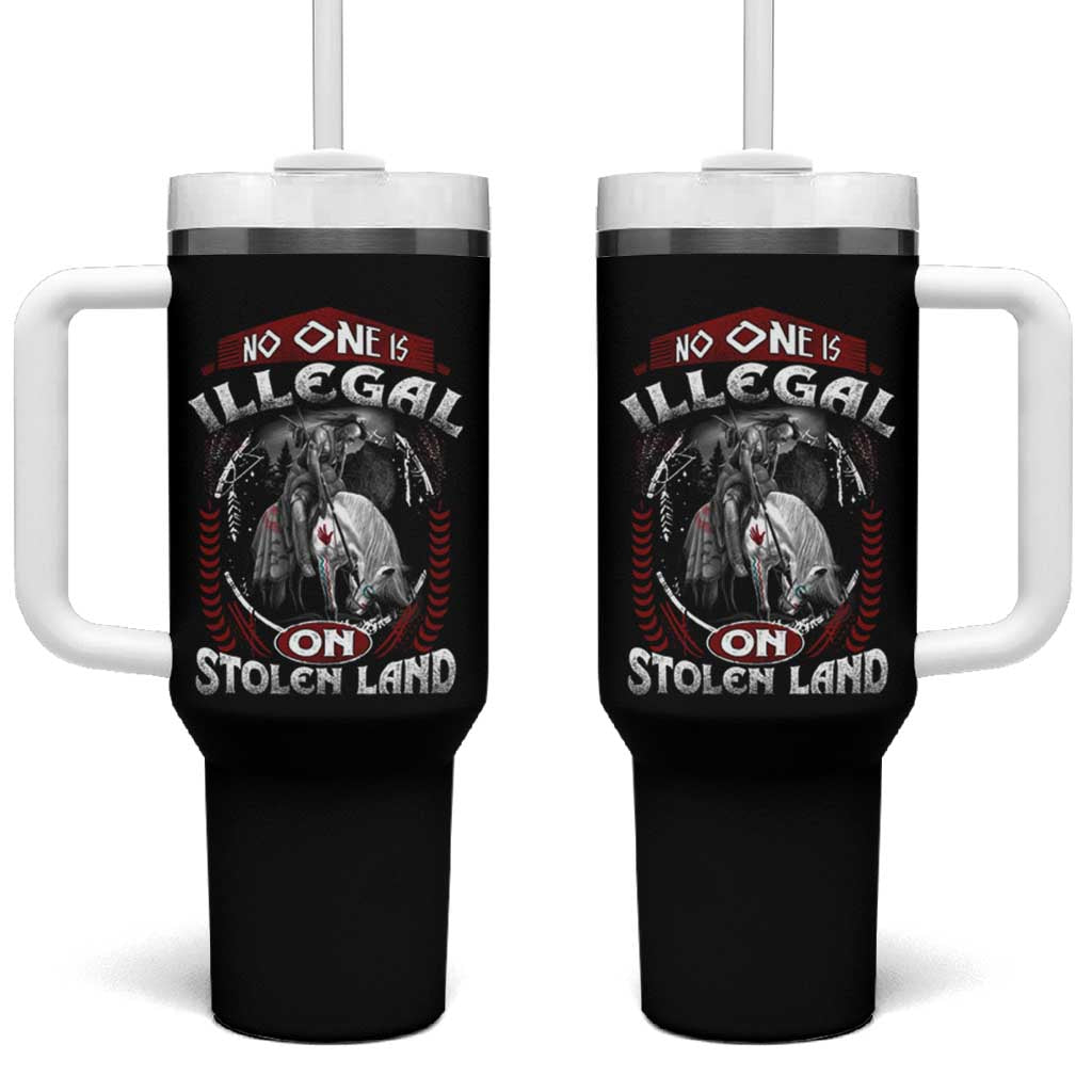Native American Tumbler With Handle No One Is Illegal On Stolen Land