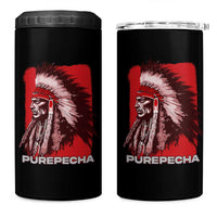 Mexican Indian Purepecha 4 in 1 Can Cooler Tumbler Mexico Indigenous Proud Chief Vintage