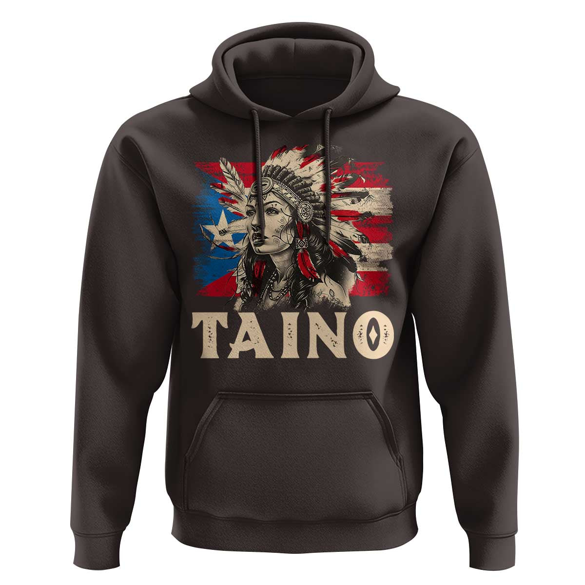 Puerto Rican Taino Hoodie Indigenous Woman Warrior - Wonder Print Shop