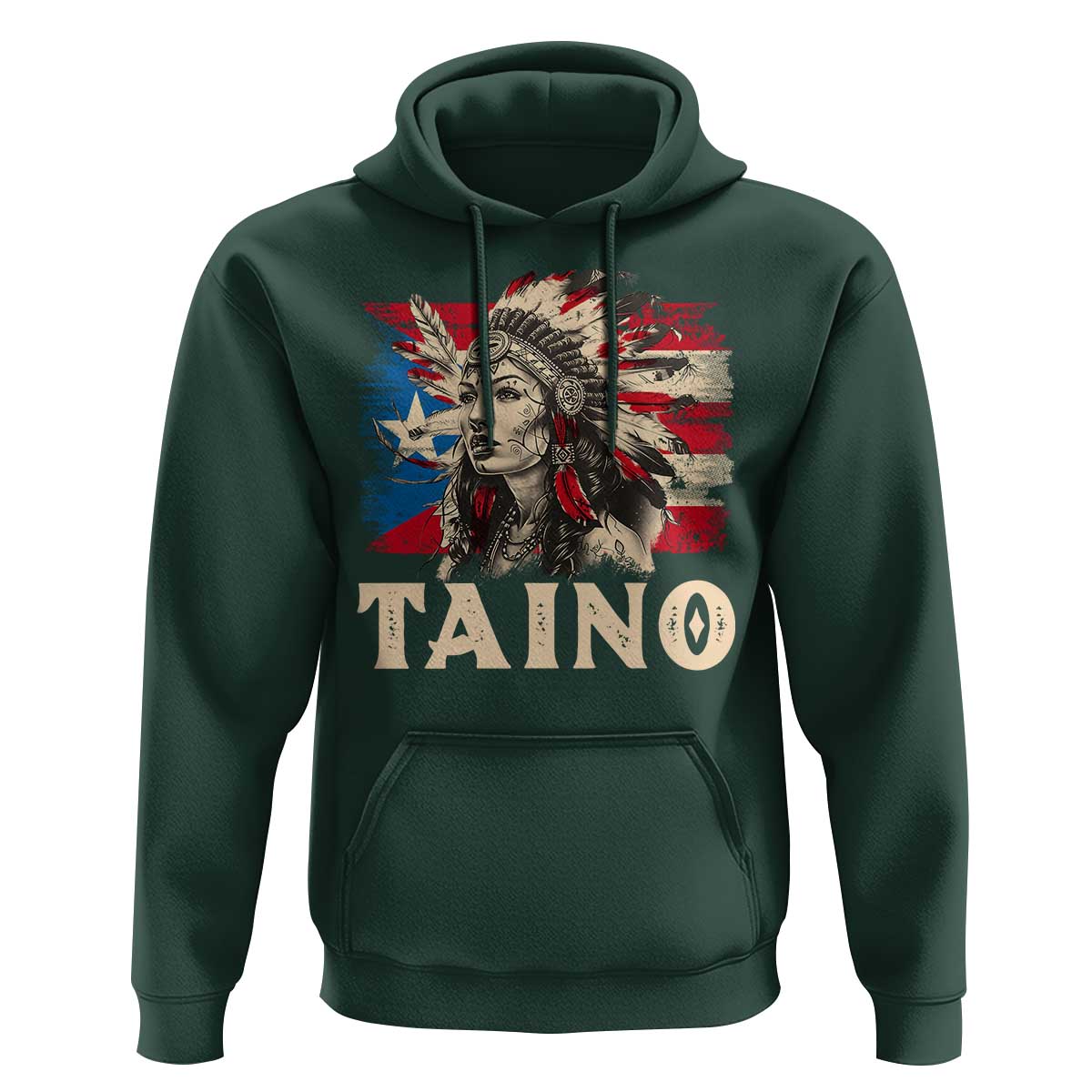 Puerto Rican Taino Hoodie Indigenous Woman Warrior - Wonder Print Shop