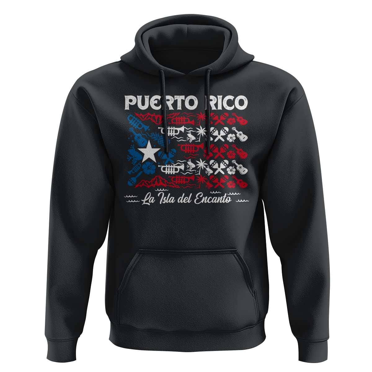 Puerto Rico La Isla Del Encanto Hoodie Puerto Rican Flag - Wonder Print Shop