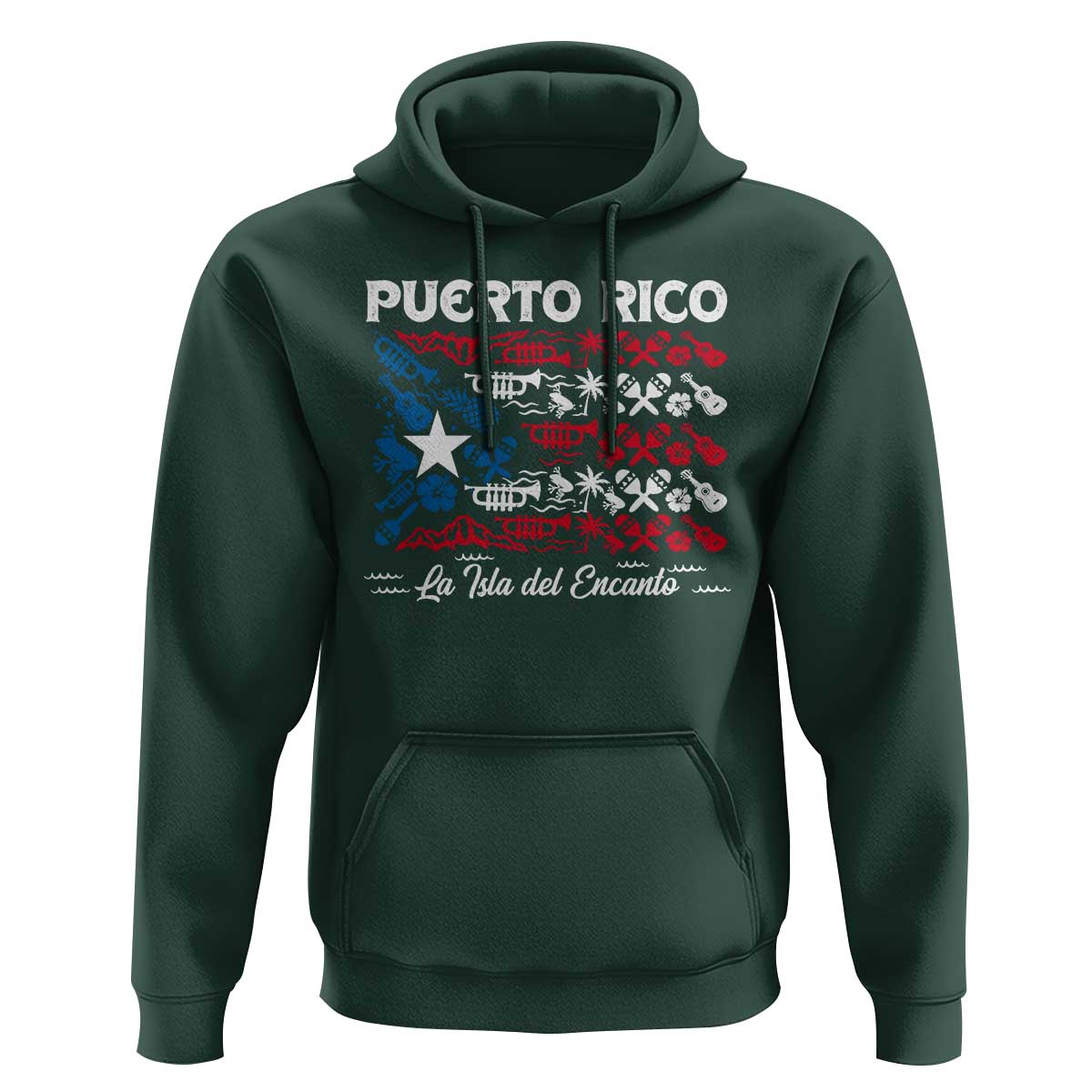Puerto Rico La Isla Del Encanto Hoodie Puerto Rican Flag - Wonder Print Shop